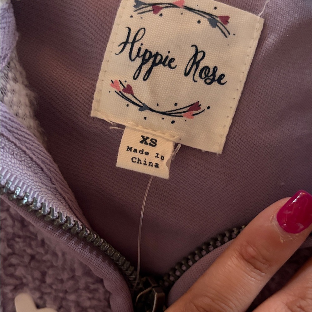 Hippie Rose Lavender and Cream Patterned Cowl‎ Sweater - Picture 4 of 4